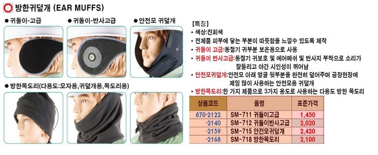 안전모귀보호대 겨울방한 귀덮개 10개입 방한귀마개 상세 이미지 2