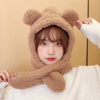 방한 겨울 후리스 뽀글이 곰돌이머플러 후드모자 3개 묶음 대표 이미지