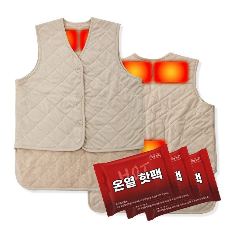 일본 직수입 겨울 발열 핫팩 조끼 베이지 대표 이미지