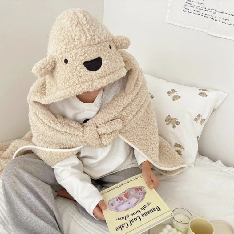 망토담요 후드 곰돌이 입는 담요 무릎담요 3컬러 대표 이미지