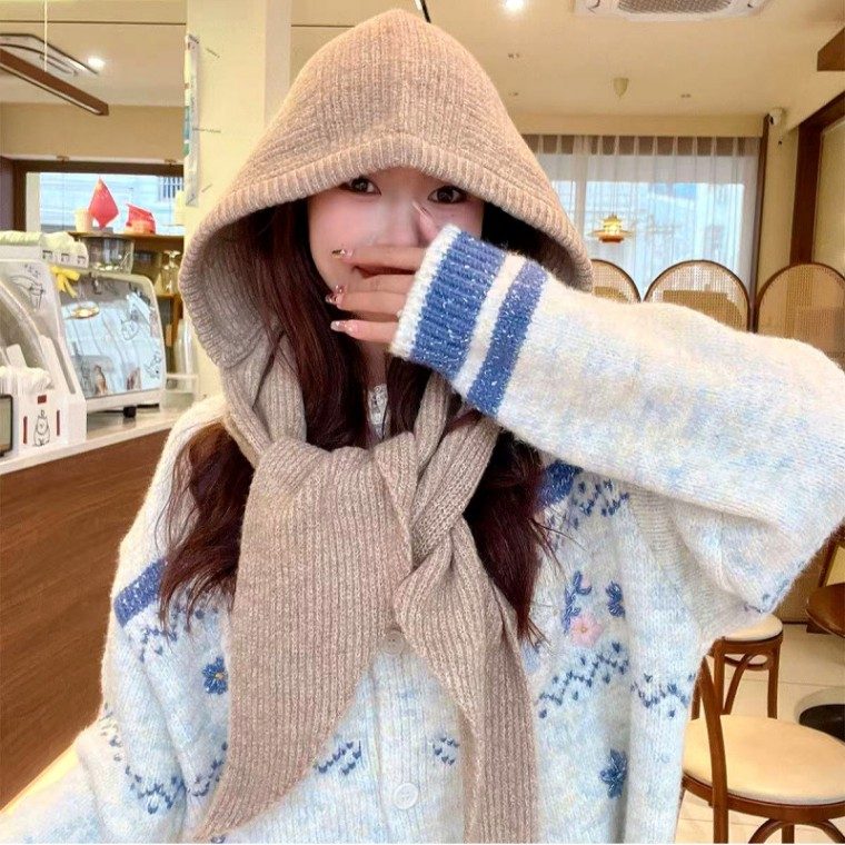 후드 바라클라바 여성머플러 클래시 넥워머 니트모자 대표 이미지