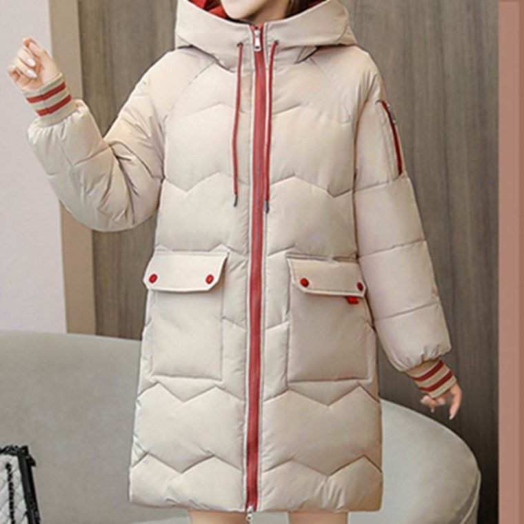 여성 롱패딩 웰론 경량 겨울 점퍼 아이보리 대표 이미지