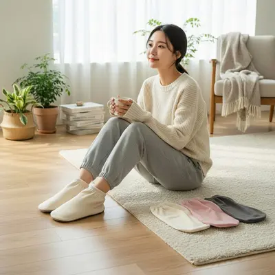 겨울용 극세사 수면양말 2켤레 집안 실내 방한 덧신 대표 이미지