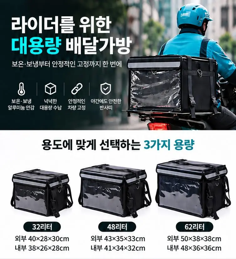 포워드테크 오토바이 배달가방 풀세트 보온보냉 자전거 상세 이미지 2