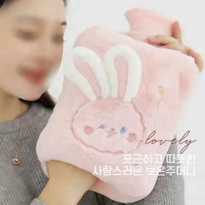 주머니가 달린 포켓 보온 쿠션 물주머니 토끼 핫팩 대표 이미지