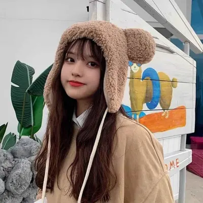 양털 뽀글이 곰돌이 귀달이 겨울 방한모자 대표 이미지