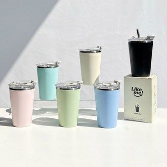 손잡이 머그 텀블러 스텐304 빨대 3개 묶음 상세 이미지 2