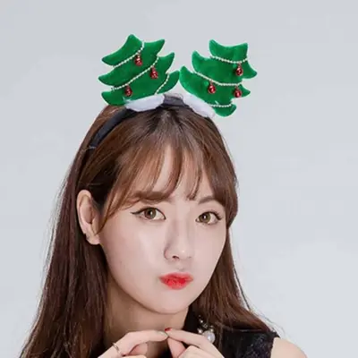 크리스마스 트리머리띠 크리스마스분장 행사용머리띠 3개 묶음 대표 이미지