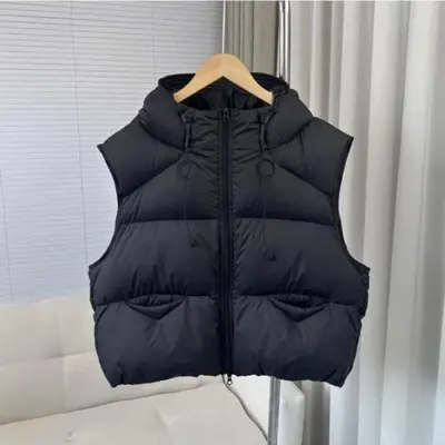 풍성한 퍼프디자인 캐주얼 데일리아우터 크롭패딩조끼 대표 이미지