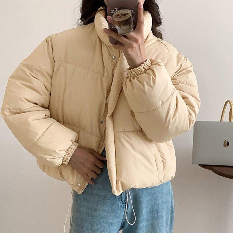 숏패딩 여성 경량 크롭 겨울 짧은 점퍼 레몬 대표 이미지