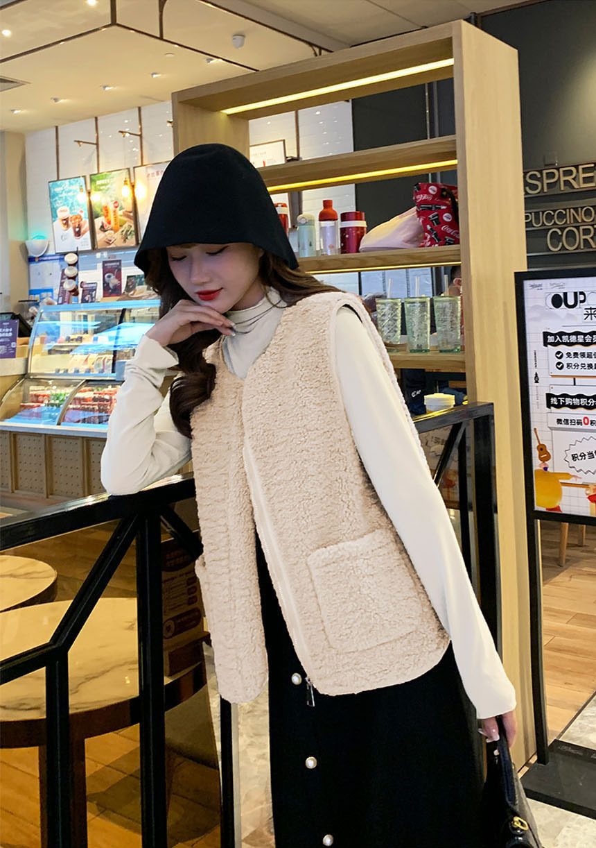 여성 양털 조끼 겨울 가을 여자 패딩 후리스 김장 상세 이미지 1