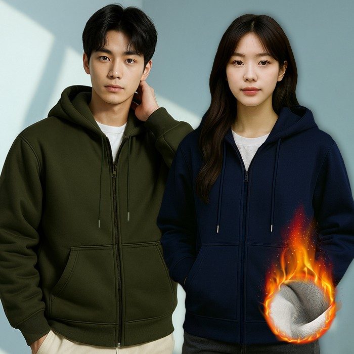후드집업 기모 남녀공용 오버핏 6컬러 3개 묶음 대표 이미지