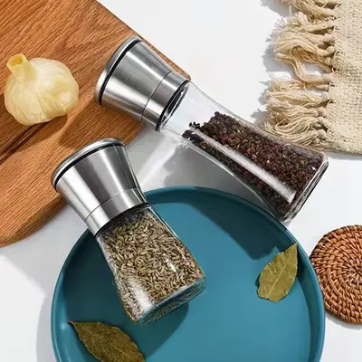 스텐그라인더 후추 소금 깨 유리 양념통 180ml 3개 묶음 대표 이미지