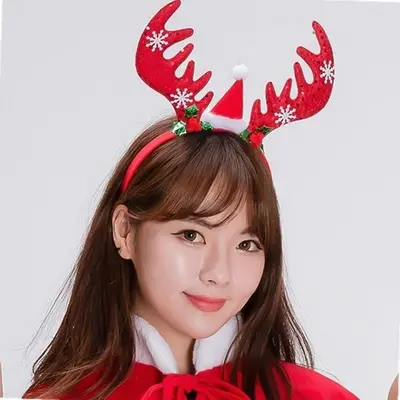 대형 루돌프 뿔 머리띠 루돌프머리핀 불빛머리띠 3개 묶음 대표 이미지