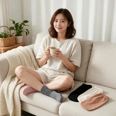 수면양말 2켤레 겨울 발보온 덧신 실내용 방한 용품 대표 이미지