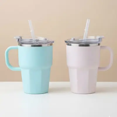 304스텐 휴대용 600ml 빨대 텀블러 캠핑용품 3개 묶음 대표 이미지