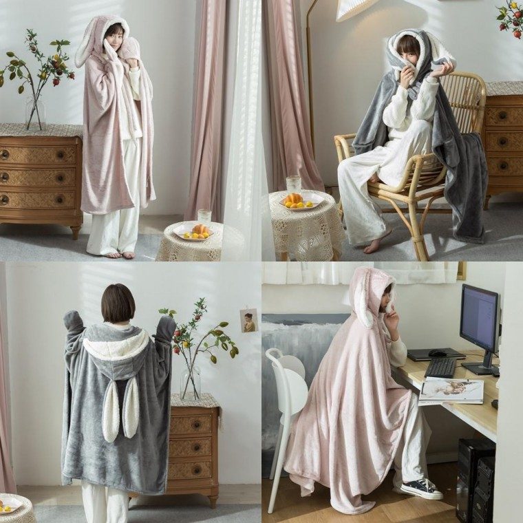 러블리 토끼 망토담요 극세사 후드담요 무릎담요 대표 이미지