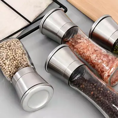 스텐 그라인더 후추 소금 깨 양념통 유리 180 3개 묶음 대표 이미지