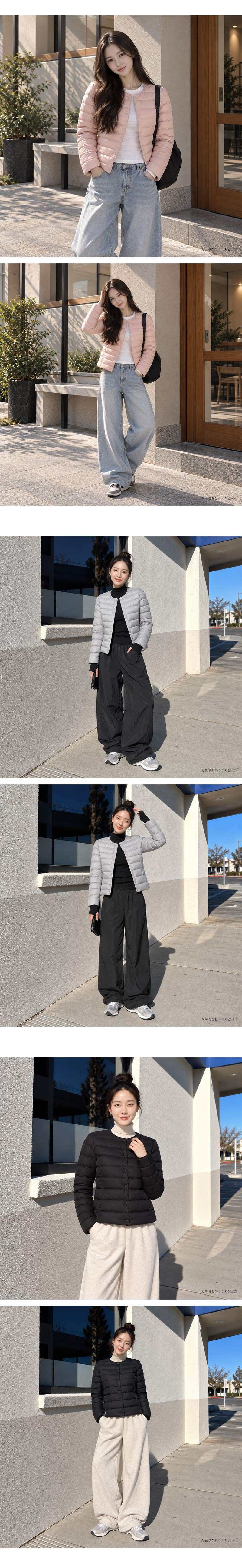여성 라운드넥 경량 여자경량패딩자켓 여자패딩자켓 점퍼 상세 이미지 3