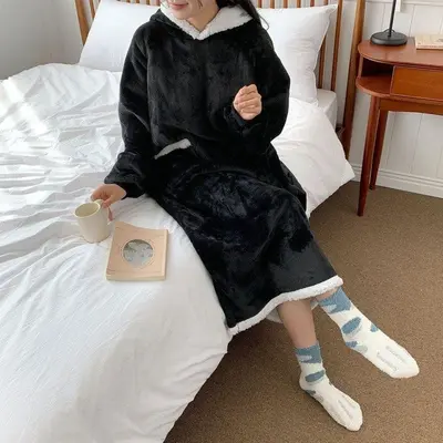 입는 대형 롱 후드 담요 블랭킷 2color 는담요 대표 이미지