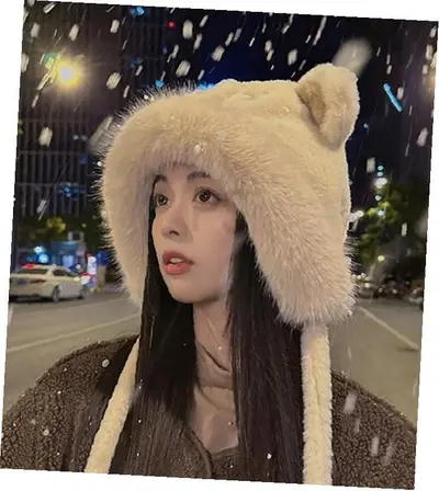 곰 귀달이 털모자 여성겨울모자 스키모자 귀달이모자 대표 이미지