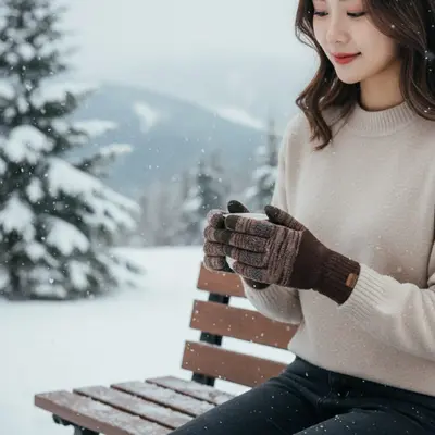터치 가능한 겨울용 니트 손난로 방한장갑 기모 대표 이미지