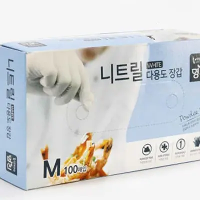 니트릴장갑100매 실험실장갑 니트릴 장갑 백색 대표 이미지