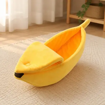 바나나 모양 고양이 강아지 숨숨집 쿠션 하우스 M 대표 이미지