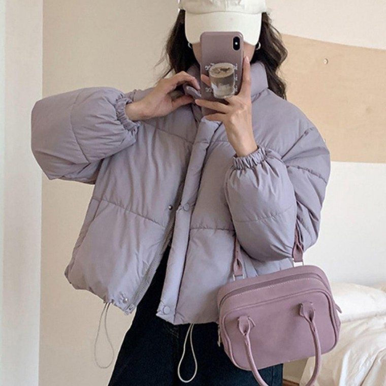 숏패딩 여성 경량 크롭 겨울 짧은 점퍼 퍼플 대표 이미지