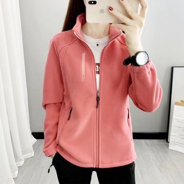 후리스 집업 여성 칼라 레터링 점퍼 대표 이미지