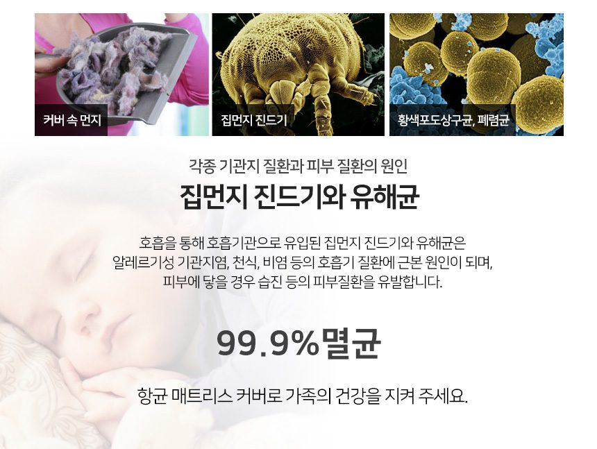 슈퍼싱글 침대 매트리스커버 항균 매트커버 시트 패드 상세 이미지 3