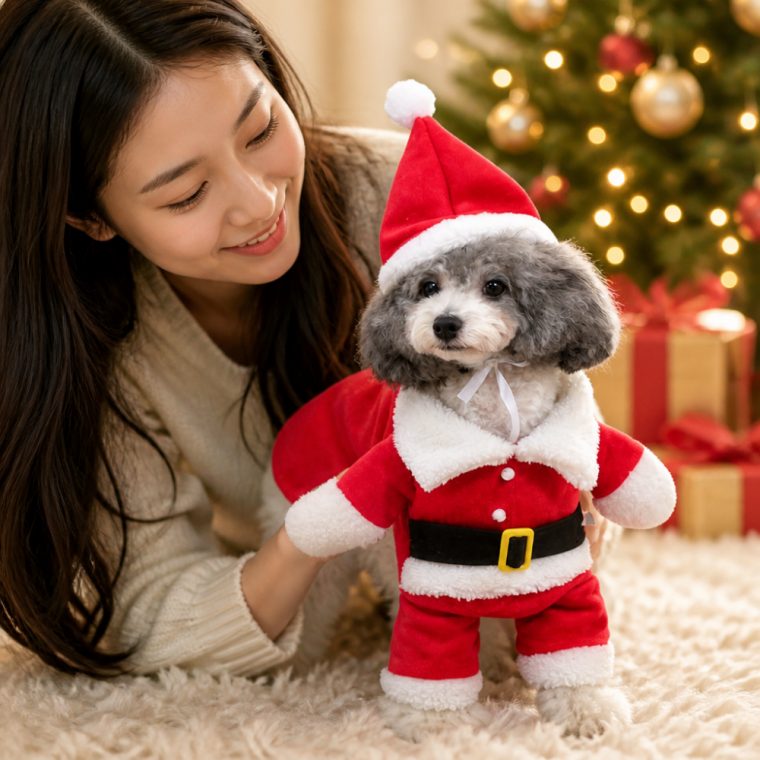 반려견 반려묘 크리스마스 산타 복장 애완동물 티셔츠/후드 대표 이미지