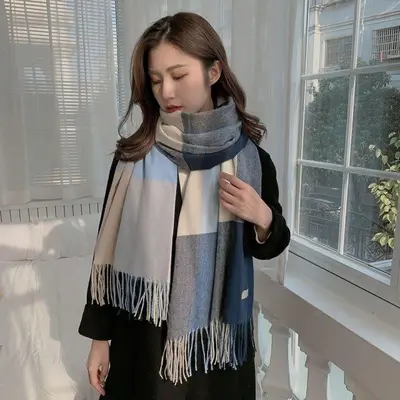부드러운 체크 머플러 목도리 패션 캐시미어 여성 대표 이미지