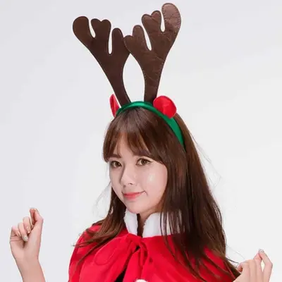 점보 루돌프 머리띠 브라운 크리스마스머리띠 3개 묶음 대표 이미지