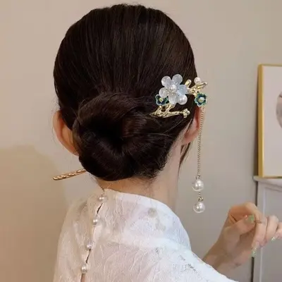 큐빅 진주 비녀 한복 뒤꽂이 머리장식 7종 3개 묶음 대표 이미지
