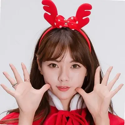 루돌프 머리띠 도트리본 도트머리띠 사슴뿔머리띠 3개 묶음 대표 이미지