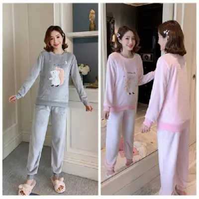 동물캐릭 극세사 밍크 수면 잠옷 세트 잠옷/홈웨어 대표 이미지