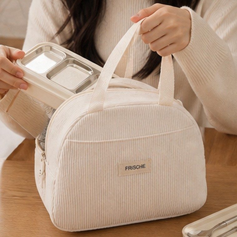 보온보냉 도시락가방 넉넉수납 코듀로이 양방향지퍼 대표 이미지