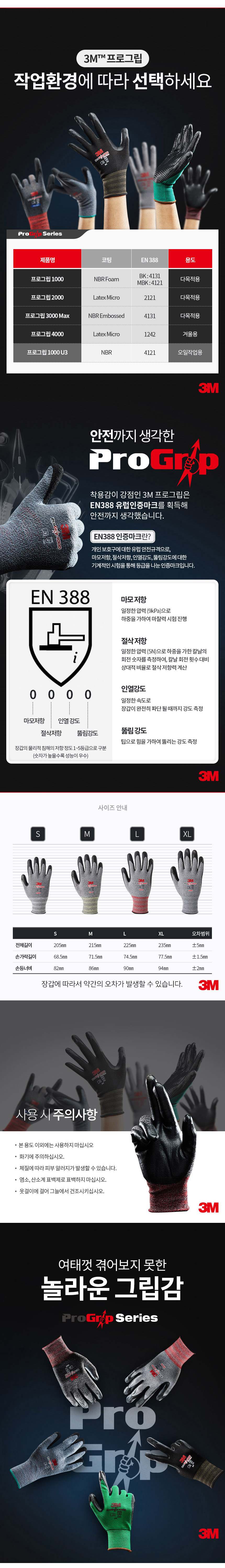 코팅장갑 안전장갑 작업용 그립 장갑 3개 묶음 상세 이미지 2