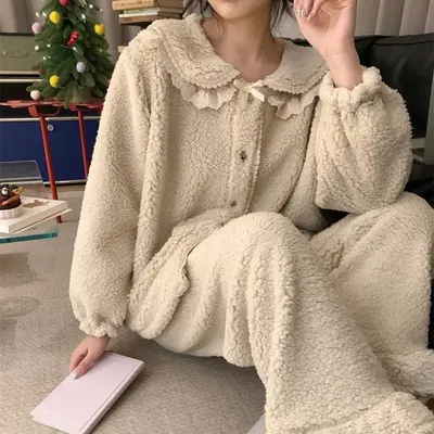 겨울 수면잠옷세트 방한 뽀글이잠옷 따뜻한 캠핑잠옷 대표 이미지