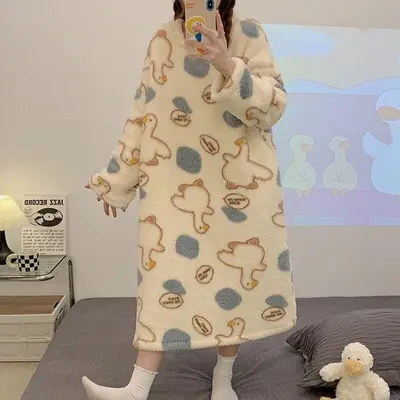 극세사 겨울 원피스 수면 잠옷 2종 파자마 잠옷/홈웨어 대표 이미지