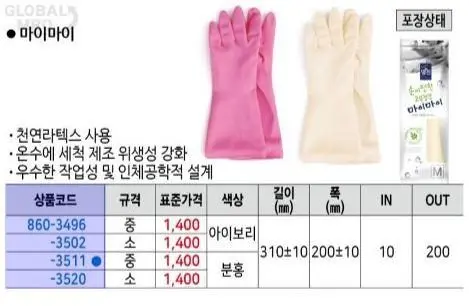 고무장갑 중형 아이보리 10개입 설거지장갑 상세 이미지 1