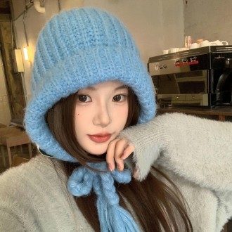 여성용 니트 바라클라바 귀마개 후드 모자 따뜻한 3개 묶음 대표 이미지