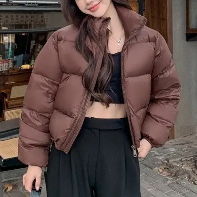 여성 크롭 하이넥 숏 패딩 점퍼 대표 이미지