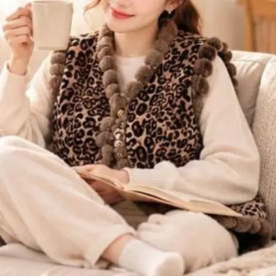 겨울조끼 호피무늬 시골조끼 김장조끼 촌캉스 대표 이미지