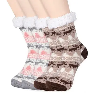 노르딕 겨울 양털 양말 따뜻한 두꺼운 수면양말 3개 묶음 대표 이미지