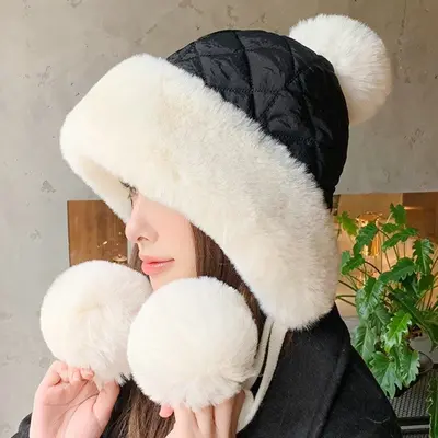 누빔 밤톨이 군밤 모자 귀마개모자 겨울모자 귀달이모자 대표 이미지