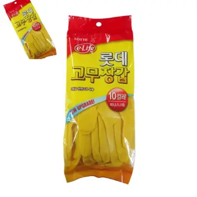 롯데 고무장갑 미니 소 10켤레 노랑 업소용고무장갑 대표 이미지