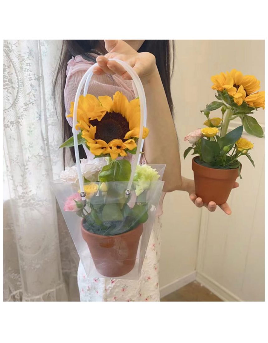 투명 쇼핑백 화분 꽃다발 포장 사다리형 3개 묶음 상세 이미지 3
