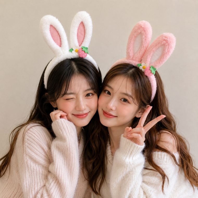 딸기 토끼머리띠 생일파티 동물 머리띠 가면/머리띠 3개 묶음 대표 이미지